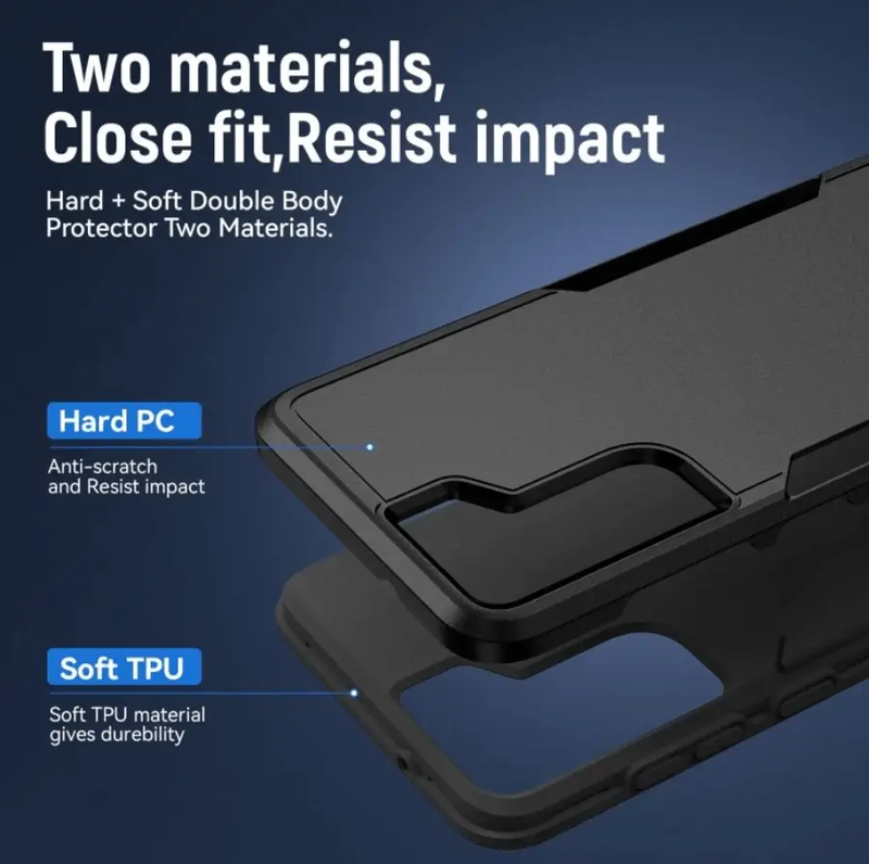 Samsung Galaxy S21 FE Dual Layer Armor Hard Case – Black by techplus