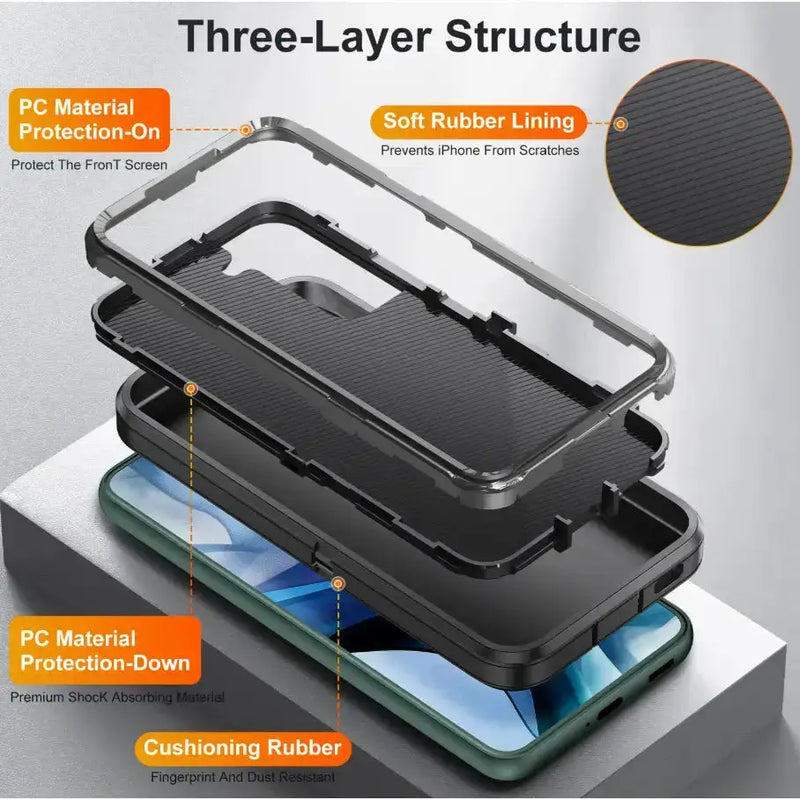 techplus Samsung Galaxy S21+ Plus Triple Layer Armor Hard Case | 3-Layer Armor PC TPU Cover TechPlus Samsung Galaxy S21 Plus Armor Case