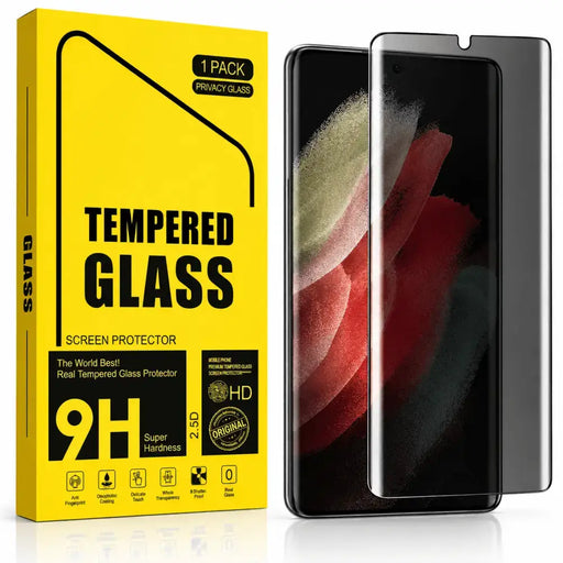 techplus Screen protector Samsung Galaxy S21 Ultra Privacy Tempered Glass Screen Protector (2 Pack) – 9H HD Anti-Spy, 2.5D Rounded Edge, Impact & Scratch Resistant Samsung Galaxy S21 Ultra Privacy Screen Protector Pack
