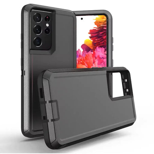 techplus Samsung Galaxy S21 Ultra Triple Layer Armor Hard Case | 3-Layer Armor PC TPU Cover Techplus Samsung Galaxy S21 Ultra Armor Case