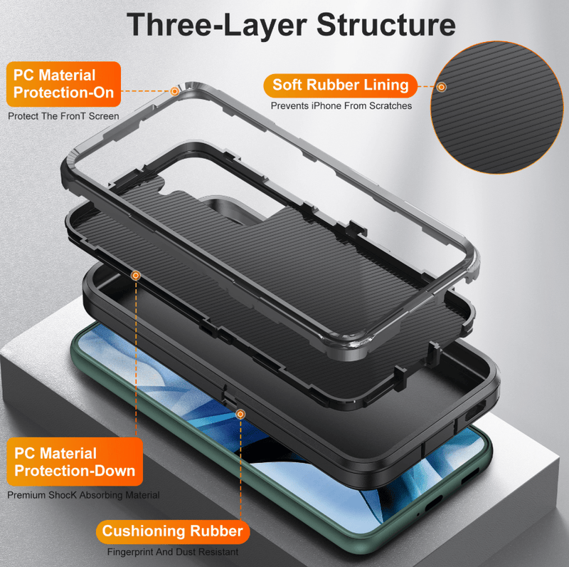 techplus Samsung Galaxy S22 Triple Layer Armor Case Shockproof PC TPU Cover Samsung Galaxy S22 Triple Layer Armor Case Shockproof