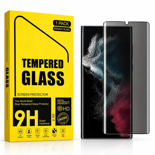 techplus Screen protector Samsung Galaxy S22 Ultra Privacy Tempered Glass Screen Protector (2 Pack) – 9H HD Anti-Spy, 2.5D Rounded Edge, Impact & Scratch Resistant Samsung Galaxy S22 Ultra Glass Screen Protector 2 Pack