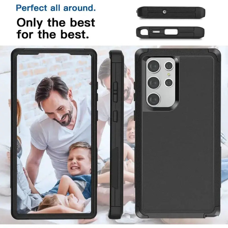 techplus Samsung Galaxy S22 Ultra Triple Layer Armor Hard Case | 3-Layer Armor PC TPU Cover Samsung Galaxy S22 Ultra Triple Layer Armor Case