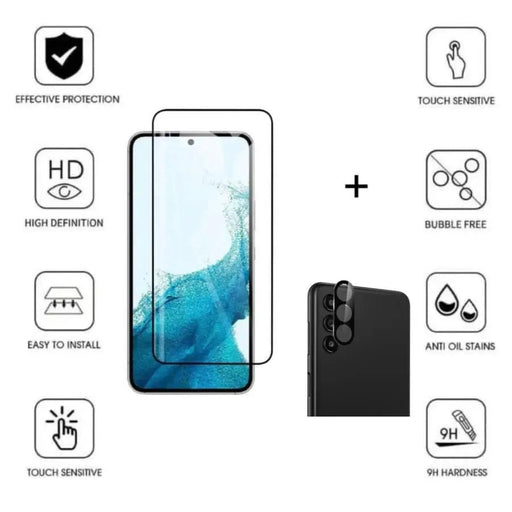 Tempered Glass Protector for Samsung Galaxy S23 (2 in 1) by 9eight5