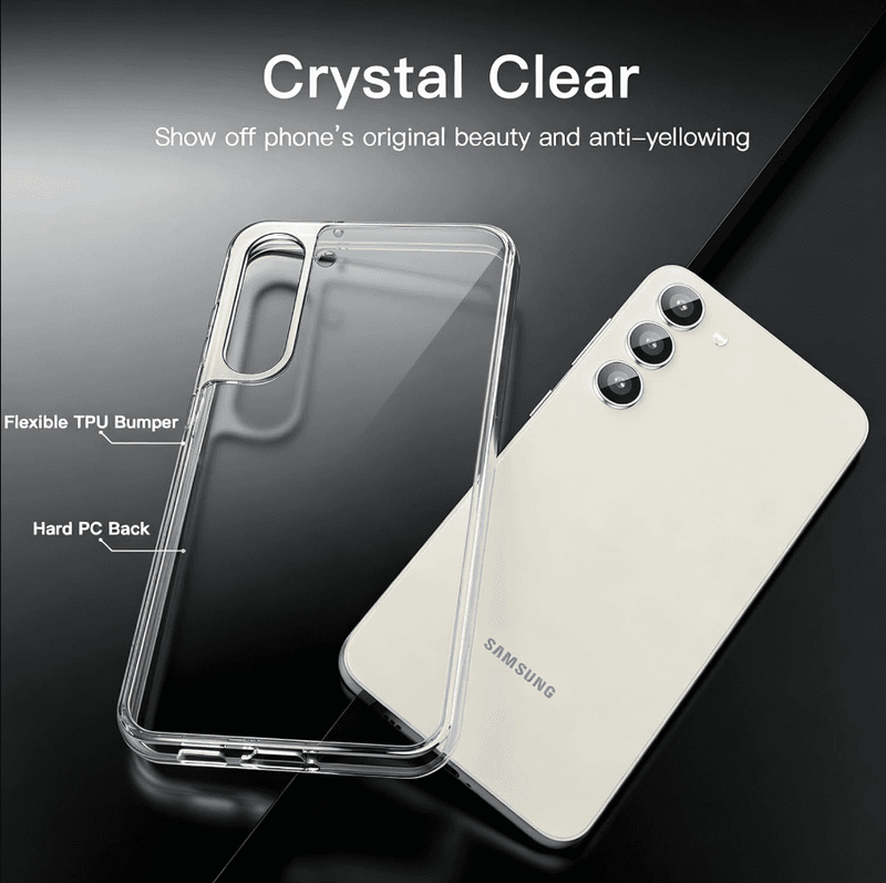 techplus Samsung Galaxy S23 Plus Hybrid Ultra Clear Shockproof Case – Hard Back with Soft Bumper Samsung Galaxy S23 Plus Hybrid Ultra Clear Case