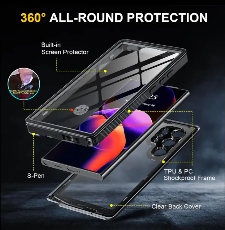 Redpepper Waterproof Case for Samsung S23 Ultra | Full Protection by techplus