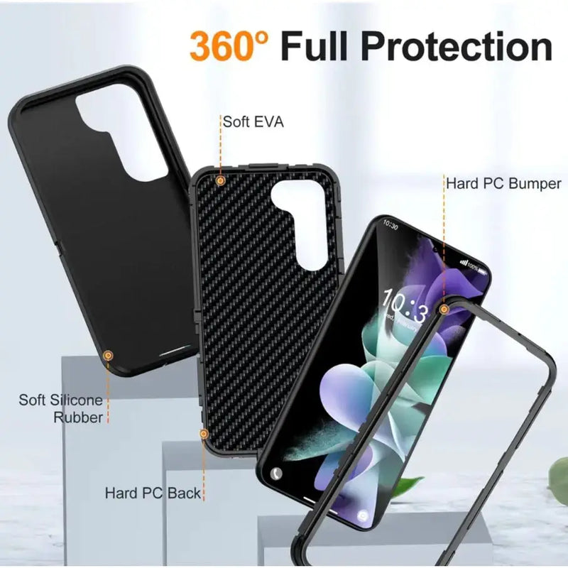 techplus Samsung Galaxy S24+ Plus Triple Layer Armor Hard Case | 3-Layer Armor PC TPU Cover Samsung Galaxy S24 Plus Triple Layer Armor Case