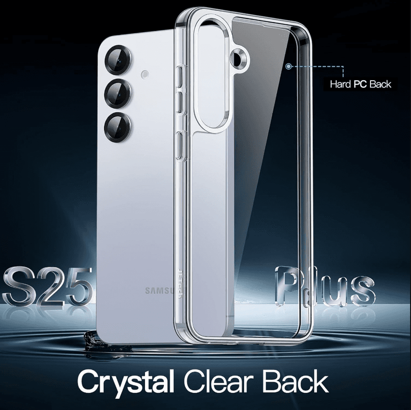 techplus Samsung Galaxy S25 Plus Hybrid Ultra Clear Shockproof Case – Hard Back with Soft Bumper Samsung Galaxy S25 Plus Hybrid Clear Shockproof Case