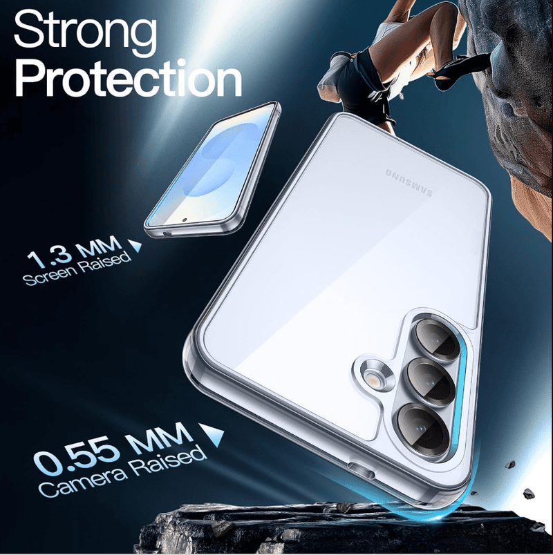 techplus Samsung Galaxy S25 Plus Hybrid Ultra Clear Shockproof Case – Hard Back with Soft Bumper Samsung Galaxy S25 Plus Hybrid Clear Shockproof Case