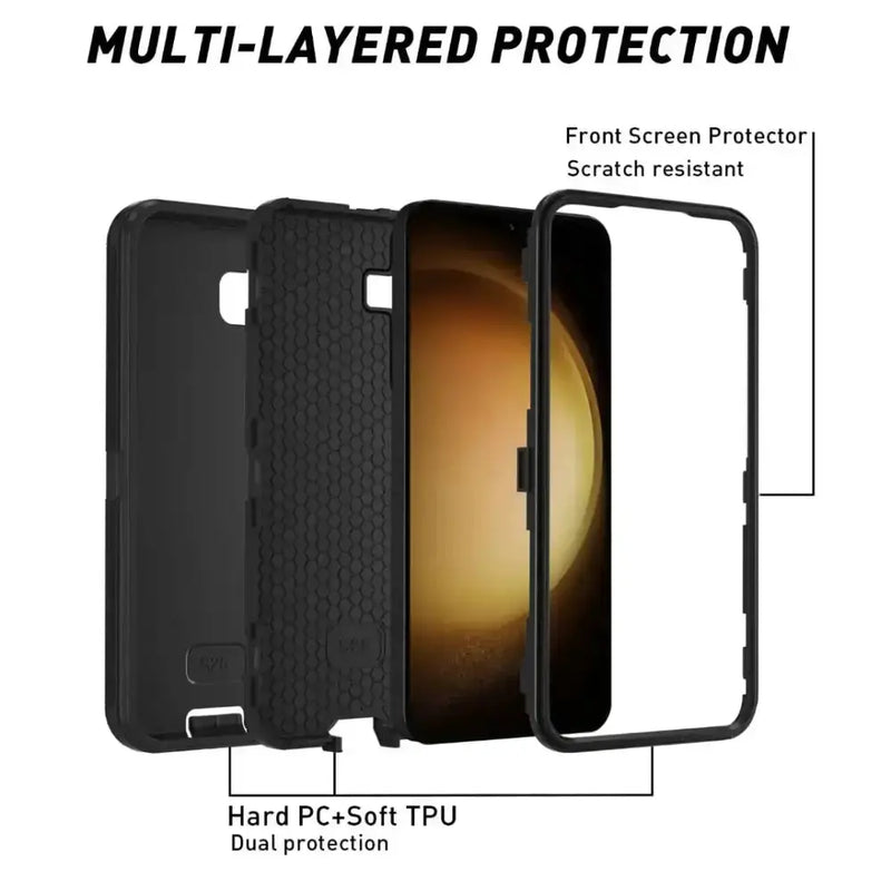 techplus Samsung galaxy S25 Triple Layer Armor Hard Case | 3-Layer Armor PC TPU Cover Samsung Galaxy S25 Triple Layer Armor Case