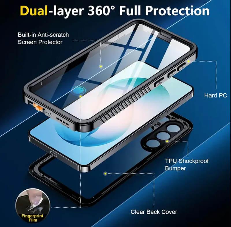 Waterproof & Shockproof Case for Samsung Galaxy S26 Plus – Clear Protective Cover by techplus
