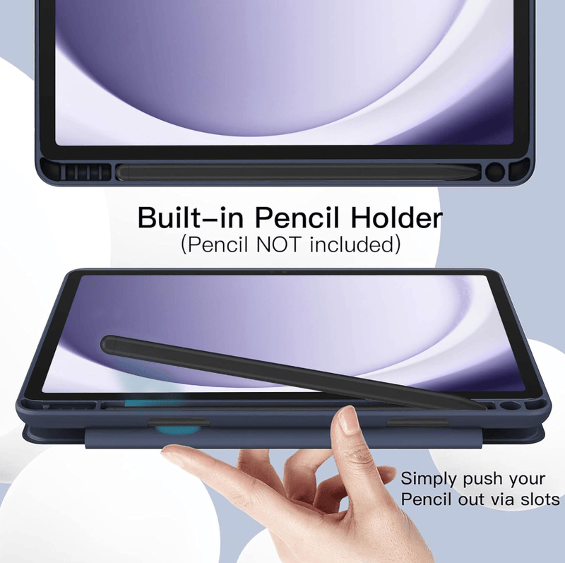 techplus Ultra Thin PU Leather Magnetic Case With Pencil Holder For Galaxy Tab A11 Blue Slim PU Leather Magnetic Case for Galaxy Tab A11 Blue