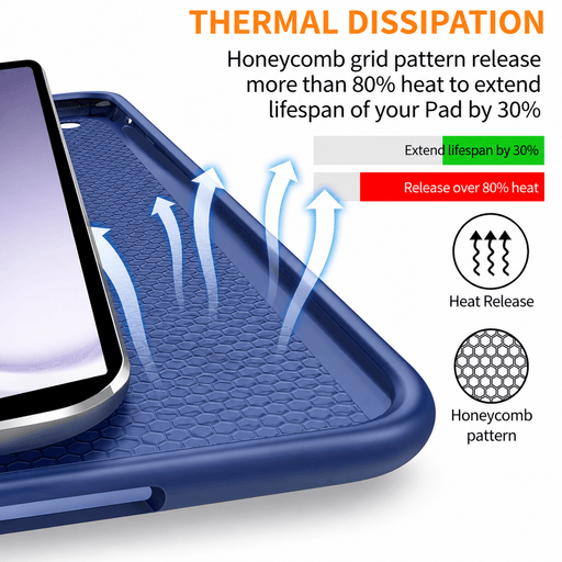 techplus Ultra Thin PU Leather Magnetic Case With Pencil Holder For Galaxy Tab A11 Blue Slim PU Leather Magnetic Case for Galaxy Tab A11 Blue