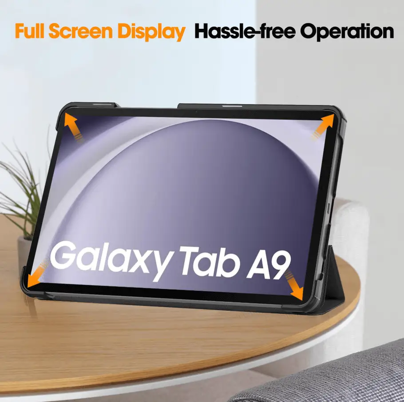 Samsung Galaxy Tab A9 8.7 Trifold Folio Stand Slim PU Leather Magnetic Flip Cover Case by techplus