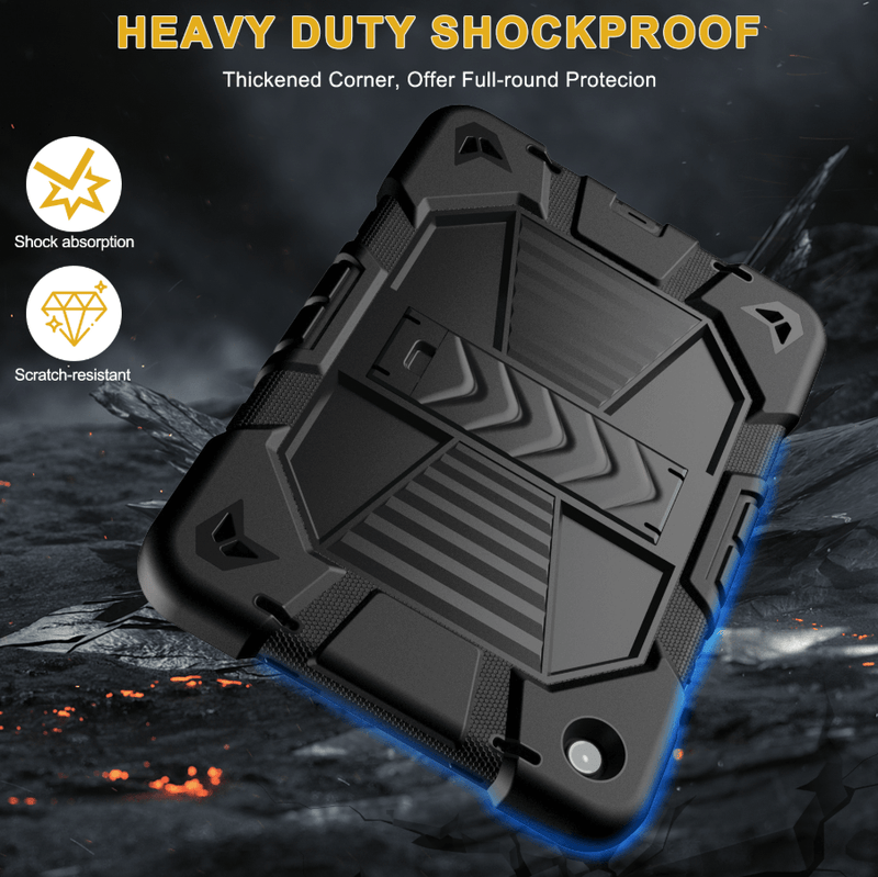 techplus Samsung Galaxy Tab A9 Plus Rugged Shockproof Case With Kickstand Black Samsung Galaxy Tab A9 Plus Rugged Shockproof Case