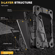 techplus Samsung Galaxy Tab A9 Plus Rugged Shockproof Case With Kickstand Black Samsung Galaxy Tab A9 Plus Rugged Shockproof Case