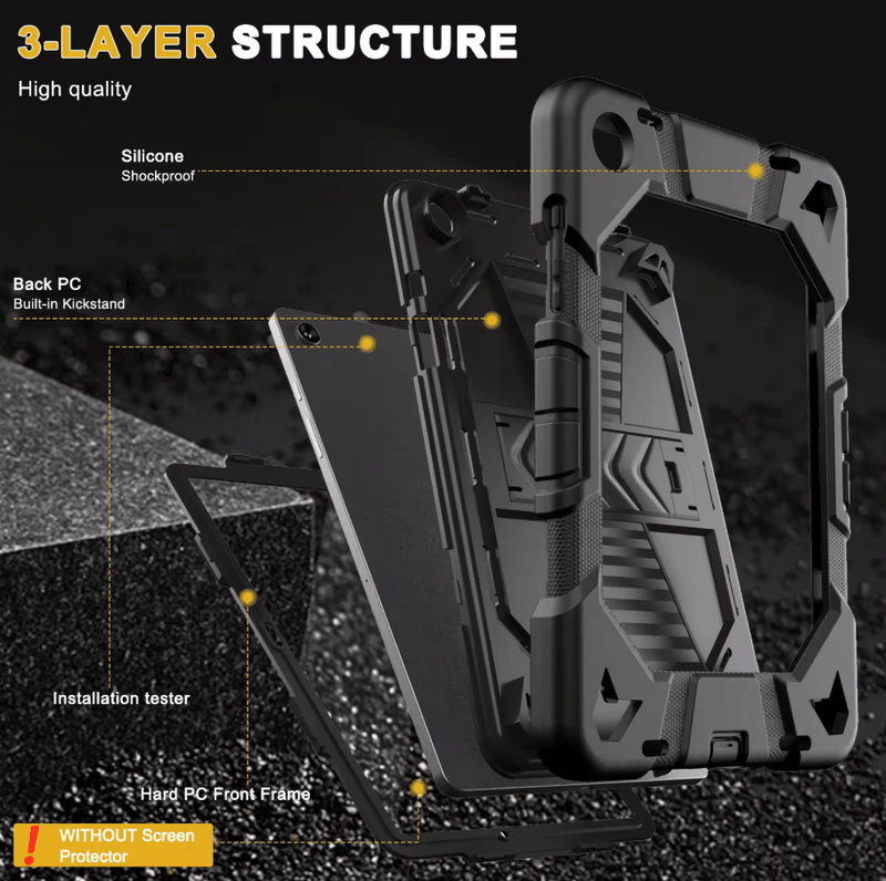 techplus Samsung Galaxy Tab A9 Plus Rugged Shockproof Case With Kickstand Black Samsung Galaxy Tab A9 Plus Rugged Shockproof Case