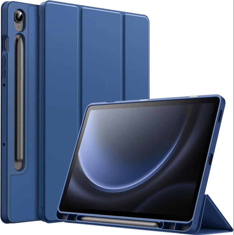 techplus Blue UltraThin PU Leather Magnetic Case For Samsung Galaxy Tab S9 FE Pencil Blue UltraThin PU Leather Magnetic Case for Tab S9 FE