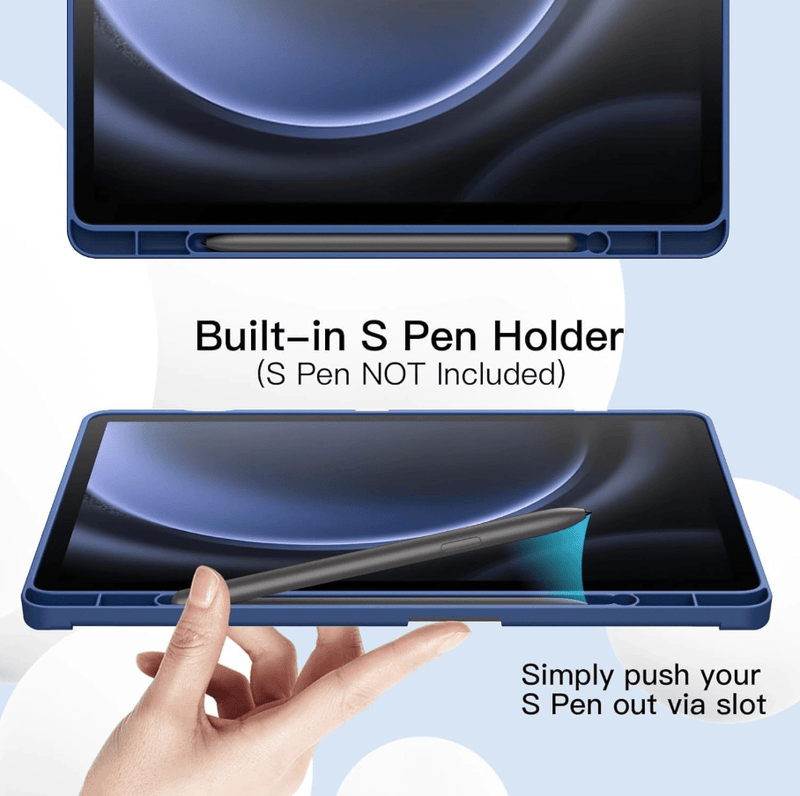 techplus Ultra Thin PU Leather Magnetic Case With Pencil Holder For Galaxy Tab S9 Blue Ultra Thin PU Leather Magnetic Case Galaxy Tab S9 Blue
