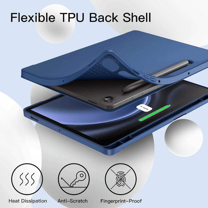 techplus Ultra Thin PU Leather Magnetic Case for Samsung Galaxy Tab S10 FE Pencil Holder Blue Thin PU Leather Magnetic Case for Tab S10 FE Blue
