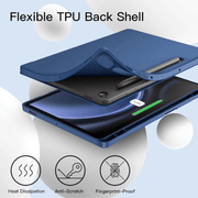 techplus Ultra Thin PU Leather Magnetic Case With Pencil Holder For Galaxy Tab S9 Blue Ultra Thin PU Leather Magnetic Case Galaxy Tab S9 Blue