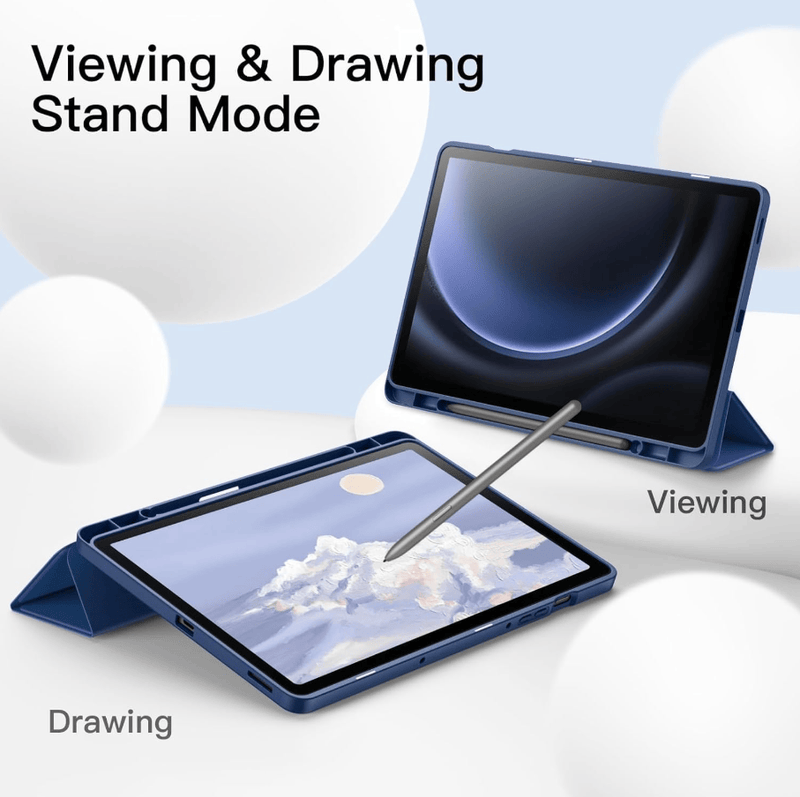 techplus Ultra Thin PU Leather Magnetic Case With Pencil Holder For Galaxy Tab S9 Blue Ultra Thin PU Leather Magnetic Case Galaxy Tab S9 Blue