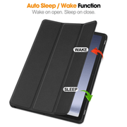 techplus Thin PU Leather Magnetic Case With Pencil Holder For Samsung Galaxy Tab S10 FE PU Leather Magnetic Case for Galaxy Tab S10 FE Pencil
