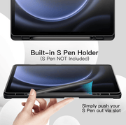 techplus Ultra Thin Leather Magnetic Case For Samsung Galaxy Tab S9 FE With Pencil Holder Ultra Thin Leather Magnetic Case For Galaxy Tab S9 FE