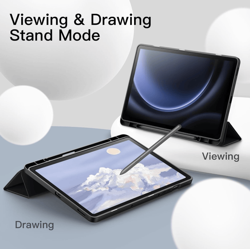 techplus Ultra Thin Leather Magnetic Case For Samsung Galaxy Tab S9 FE With Pencil Holder Ultra Thin Leather Magnetic Case For Galaxy Tab S9 FE