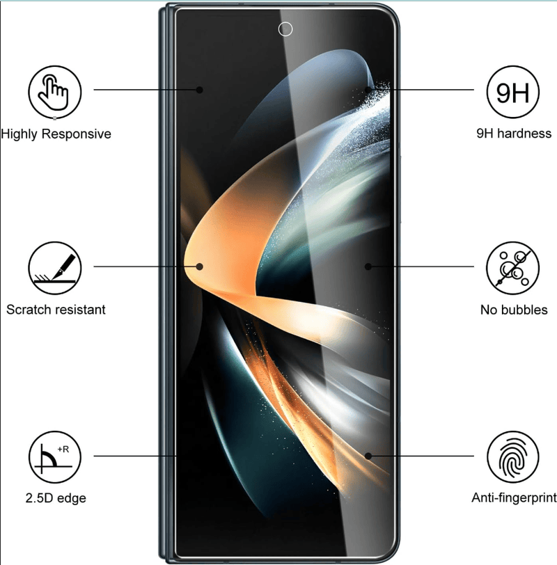 techplus Samsung Galaxy Z Fold 3 Tempered Glass Screen Protector 2 Pack HD Clear Samsung Galaxy Z Fold 3 Tempered Glass Protector 2 Pack