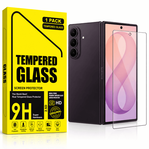 techplus Screen protector Samsung galaxy Z fold 6 Tempered Glass Screen Protector – 9H HD Clear 2.5D Rounded Edge Samsung Galaxy Z Fold 6 Front Screen Tempered Glass 9H