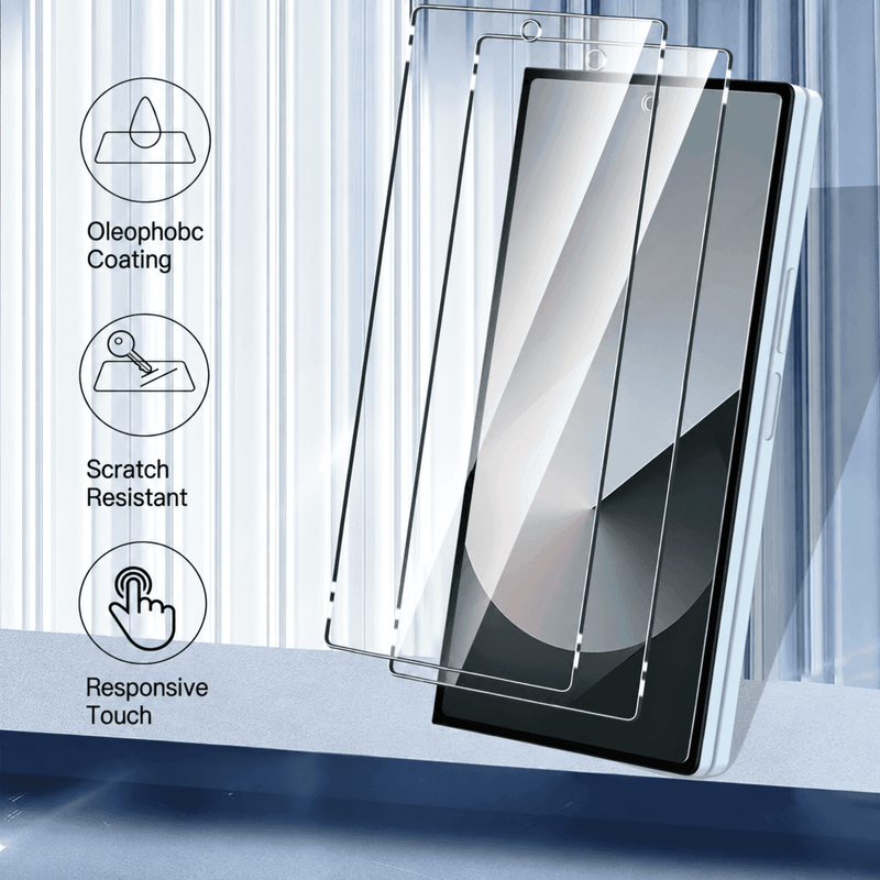techplus Screen protector Samsung galaxy Z fold 6 Tempered Glass Screen Protector (2 Pack) – 9H HD Clear 2.5D Rounded Edge Samsung Galaxy Z Fold 6 Tempered Glass Protector 2 Pack