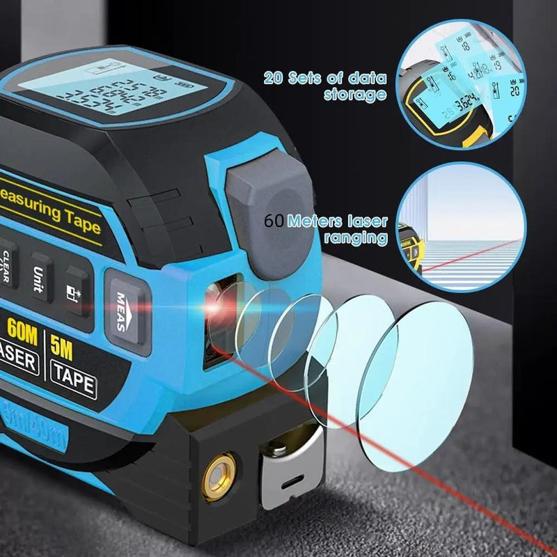 60m 3 in 1 Digital Measure Tape Laser Distance Meter Range Finder by salelink.co.nz