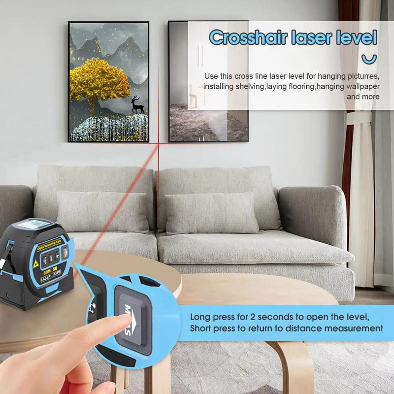 60m 3 in 1 Digital Measure Tape Laser Distance Meter Range Finder by salelink.co.nz