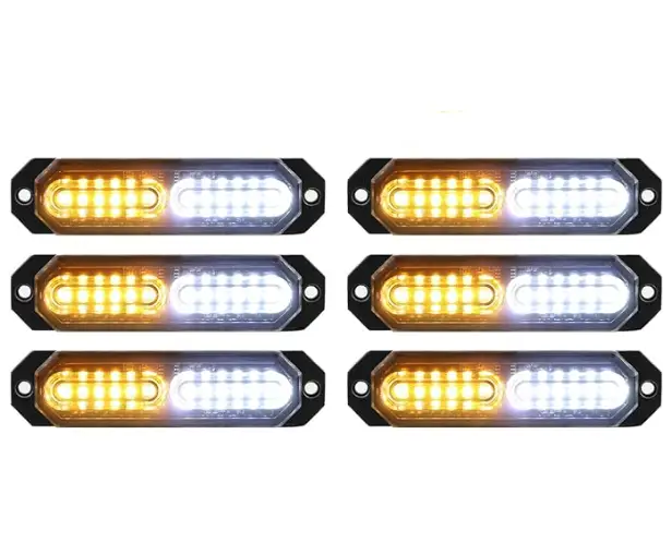 LED Strobe Lights(Amber/White) 6PCS by salelink.co.nz