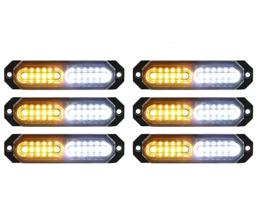 LED Strobe Lights(Amber/White) 6PCS by salelink.co.nz