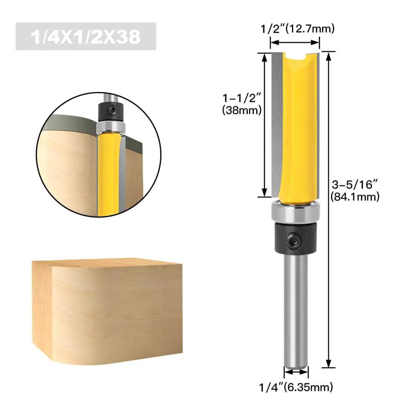 4Pcs Flush Trim Pattern Router Bit Set 1/4 Inch Shank Straight Flush Trim Tools by salelink.co.nz