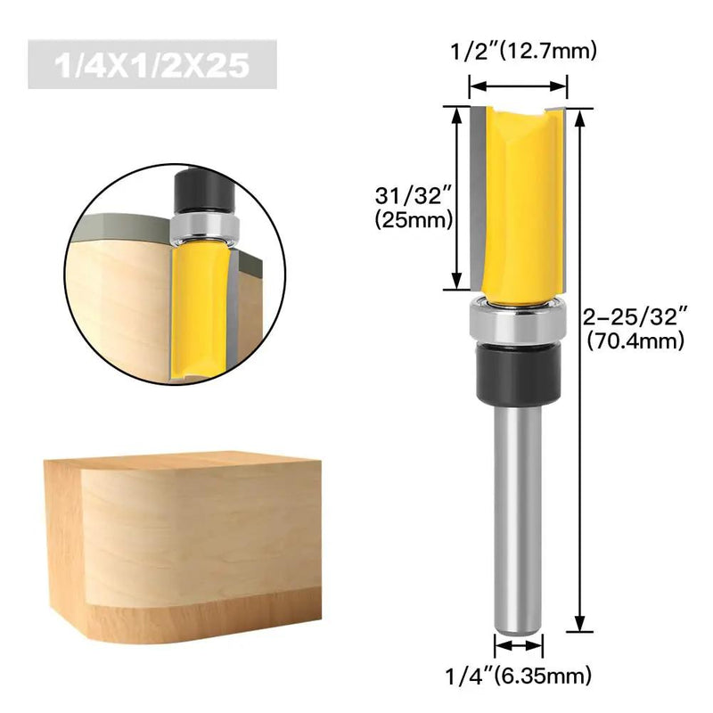 4Pcs Flush Trim Pattern Router Bit Set 1/4 Inch Shank Straight Flush Trim Tools by salelink.co.nz