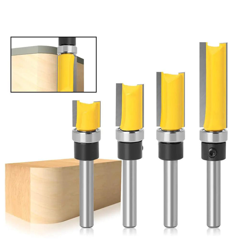 4Pcs Flush Trim Pattern Router Bit Set 1/4 Inch Shank Straight Flush Trim Tools by salelink.co.nz