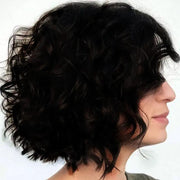 Women Short Wig with Hat Black Synthetic Hair Full Wigs High Quality by dealonline.co.nz