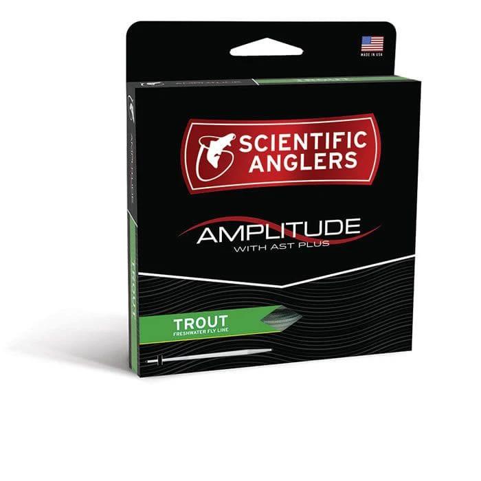 S.A. Amplitude Trout packaging for Scientific Anglers fly line with AST PLUS technology.