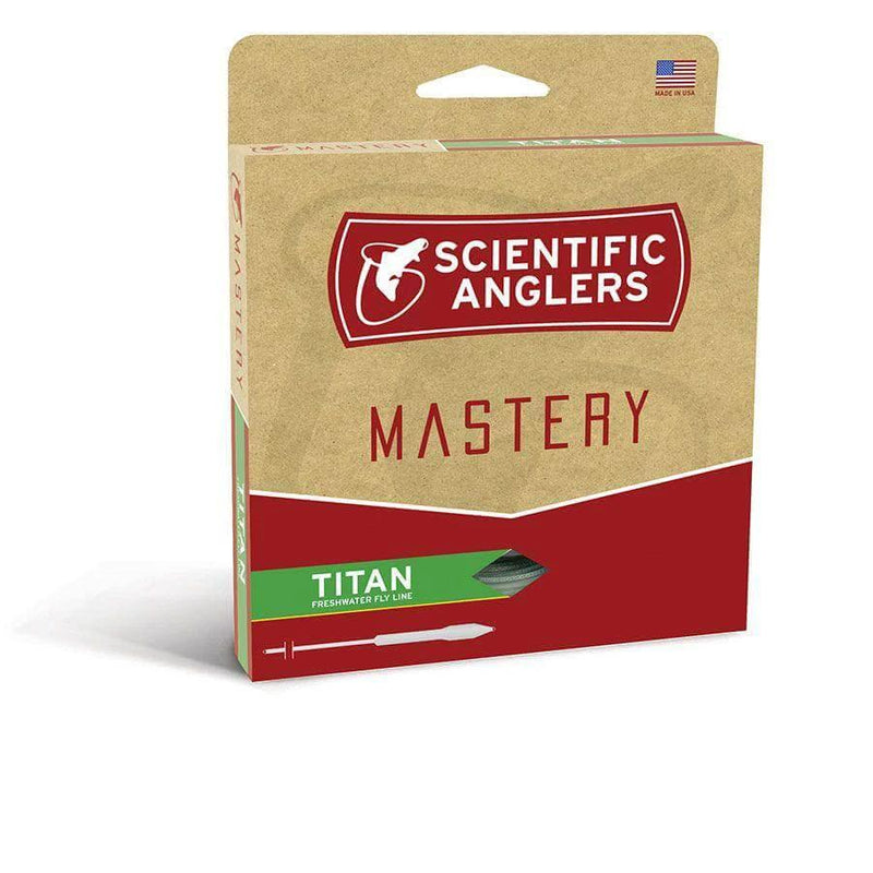 S.A. Mastery Titan packaging showcasing a floating taper fly line designed for big flies and big fish.