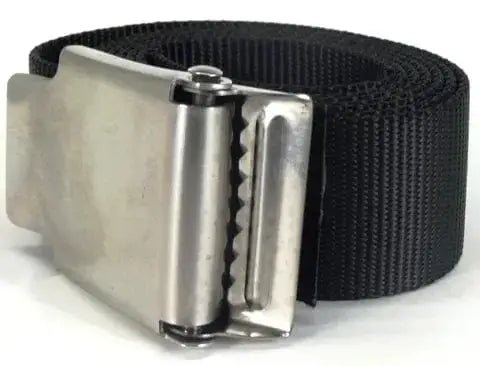 Scuba Dive Weightbelt S/S Buckle 1.8M showing stainless steel buckle and strong woven nylon belt.