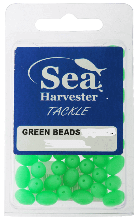 Hard Green Lumo Beads Bulk qty 30 in a Sea Harvester packaging with luminous green fishing beads.