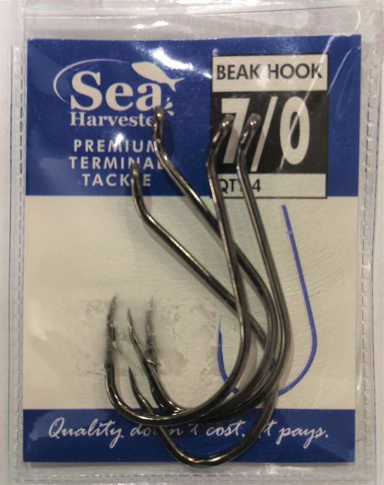 Sea Harvester Black beak hook 7/0 pkt 4 - Action Outdoors Kiwi