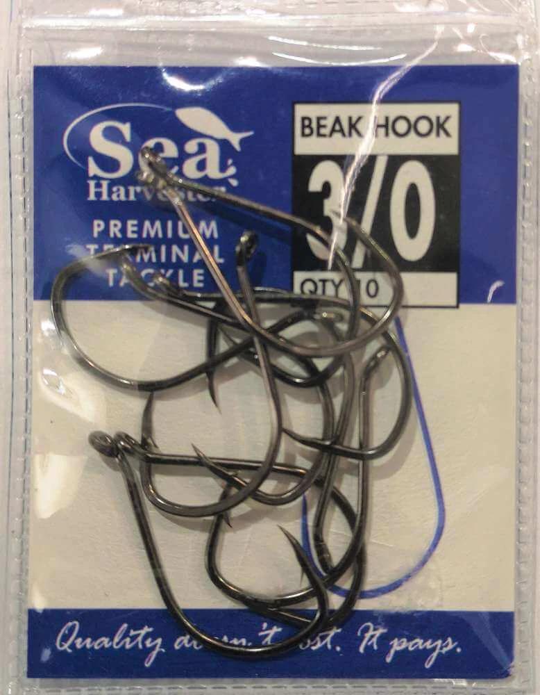 Sea Harvester Black beak hook 3/0 pkt 10 premium fishing hooks in packaging