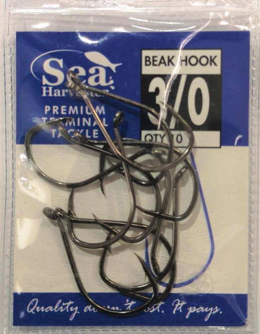 Sea Harvester Black beak hook 3/0 pkt 10 premium fishing hooks in packaging