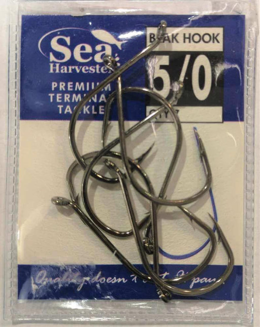 Sea Harvester Black beak hook 5/0 pkt 7, premium fishing tackle, self-setting hooks for mouth hooking fish