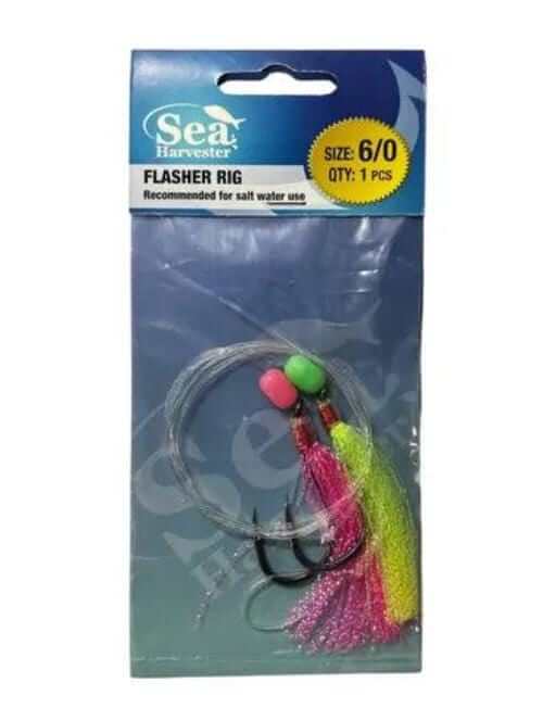Sea Harvester Flasher Rigs (octopus) pre-tied flasher rig for snapper and bottom fishing use.