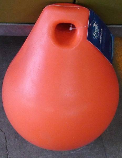9-Inch Plastic Float Buoy 5kg Floatation – Durable Hi-Vis Marine Float in bright orange color.